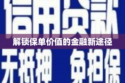 吴堡解锁保单价值的金融新途径