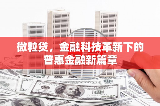 吴堡微粒贷，金融科技革新下的普惠金融新篇章