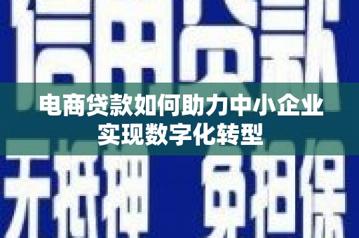 吴堡电商贷款如何助力中小企业实现数字化转型